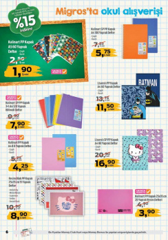 Migros 1-12 Eylül Okul Ürünleri İndirim Kampanyası Kataloğu