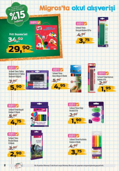 Migros 1-12 Eylül Okul Ürünleri İndirim Kampanyası Kataloğu