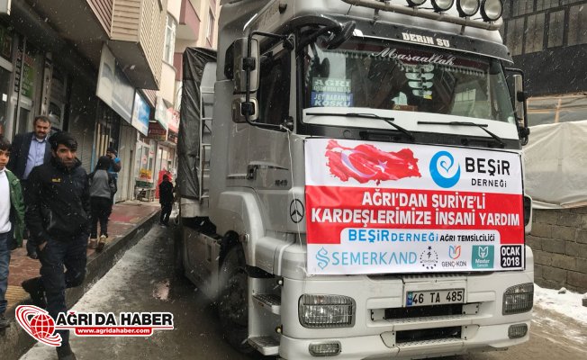 Ağrı Beşir Derneğinden Suriye'li savaş mağdurlarına 1 Tır Yardım