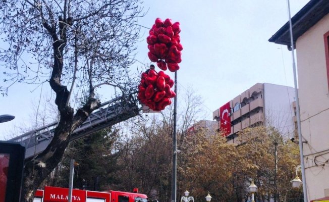 Baloncunun yardımına itfaiye yetişti Baloncunun yardımına itfaiye yetişti