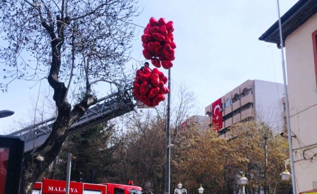 Baloncunun yardımına itfaiye yetişti