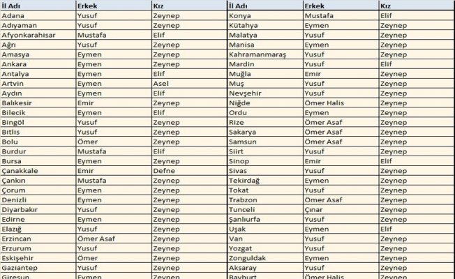 İllere göre popüler bebek isimleri açıklandı