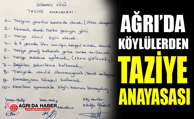 Ağrılı Köylüler "Taziye Anayasası" Çıkardı
