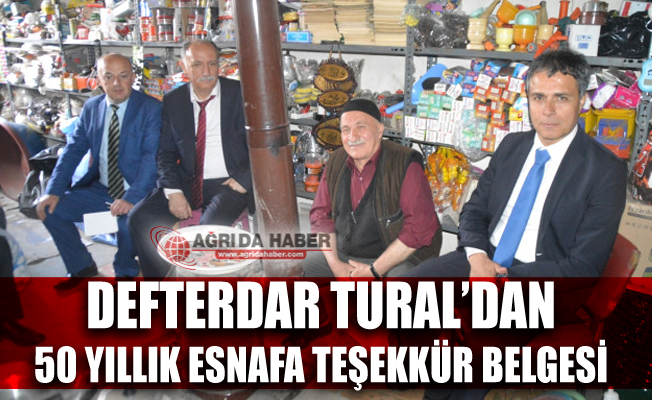 Defterdar Mehmet Tural'dan 50 Yıllık Esnafa Teşekkür Belgesi