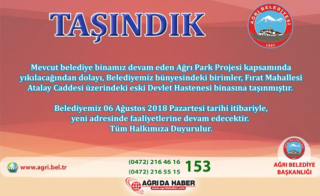 Ağrı Belediyesi Eski Devlet Hastanesi Binasına Taşındı!