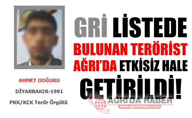 Gri Listede Bulunan Terörist Ağrı'da Etkisiz Hale Getirildi!