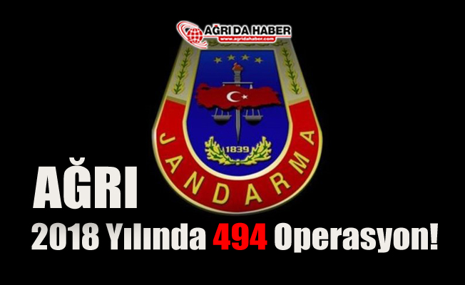 Ağrı İl Jandarma 2018 Yılında 494 Operasyon düzenledi