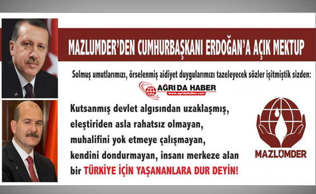 Mazlumder Cumhurbaşkanı Erdoğan'a Açık Mektup Yazdı