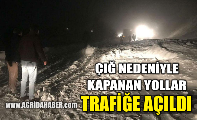 Ağrı'da düşen çığ nedeniyle kapanan yol trafiğe açıldı