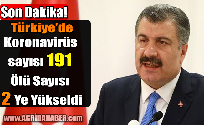 Türkiye'de Koronavirüs Sayısı 191 Ölü sayısı 2'ye Yükseldi