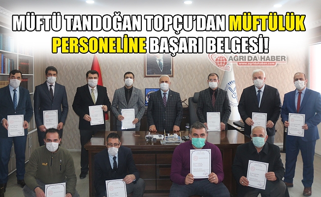 Ağrı İl müftülüğü Personellerine Başarı Belgesi