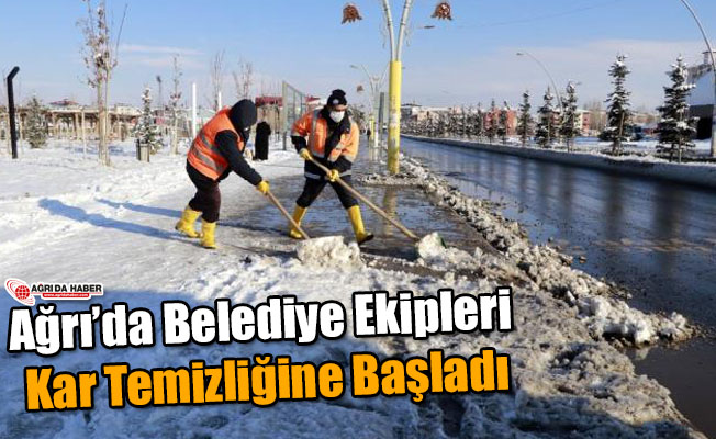 Ağrı Belediye Ekipleri Kar Temizliğine Başladı