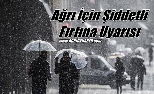 Ağrı İçin Şiddetli Fırtına Uyarısı
