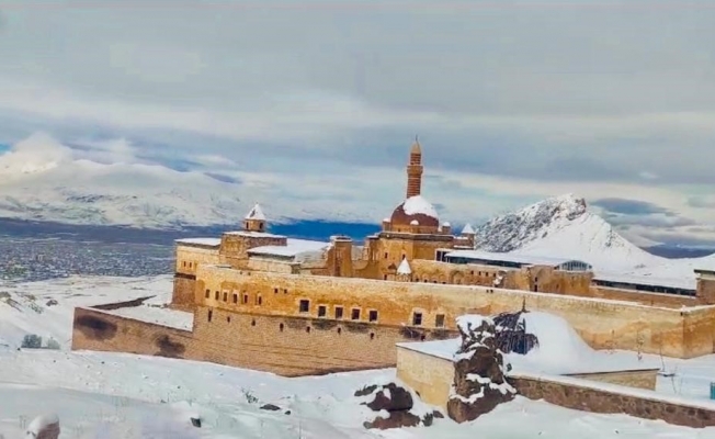Tarihi saraydan kar manzaraları