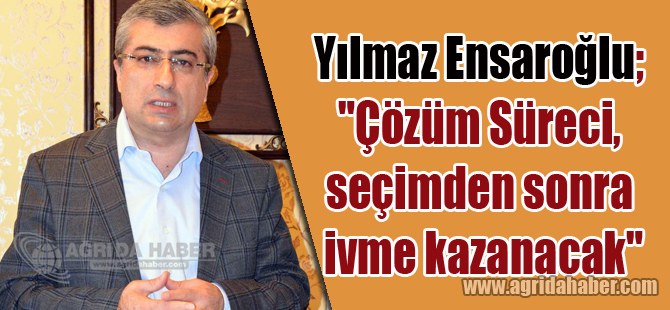 Ensaroğlu; 'Çözüm Süreci, seçimden sonra ivme kazanacak'