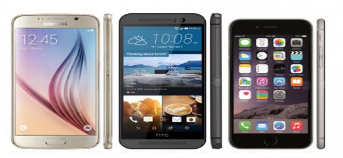 iPhone 6, Galaxy S6, HTC One M9 ve Note 4 gün ışığında ekran karşılaştırması