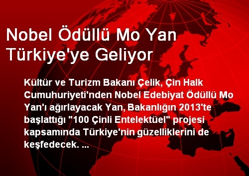 Nobel Ödüllü Mo Yan Türkiye'ye Geliyor