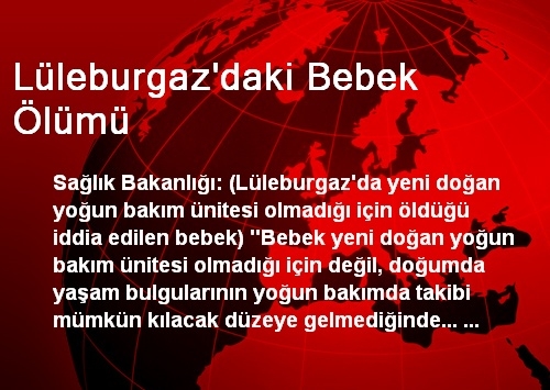 Lüleburgaz'daki Bebek Ölümü