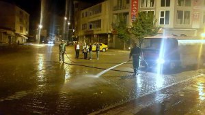 Erciş'te cadde ve sokaklar yıkandı