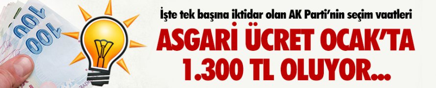 Tek Başına İktidar Olan Ak Partinin Seçim Vaatleri