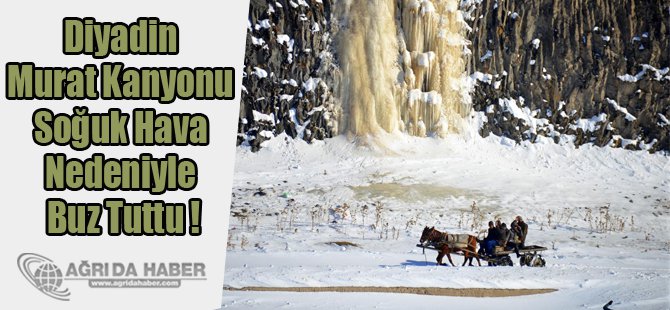 Diyadin Murat Kanyonu Soğuk Hava Nedeniyle Buz Tuttu