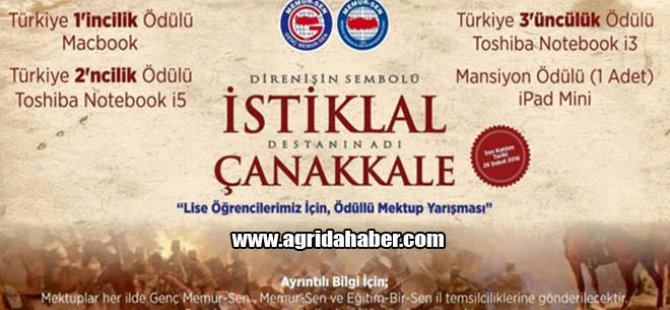 Genç Memur-Sen'den İstiklal Marşı ve Çanakkale Zaferi Konulu 'Ödüllü Mektup' yarışması