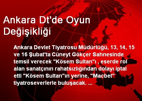 Ankara Dt'de Oyun Değişikliği