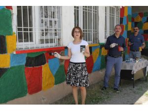 Öğretmenler Okul Yemekhanesinin Duvarlarını Boyadı