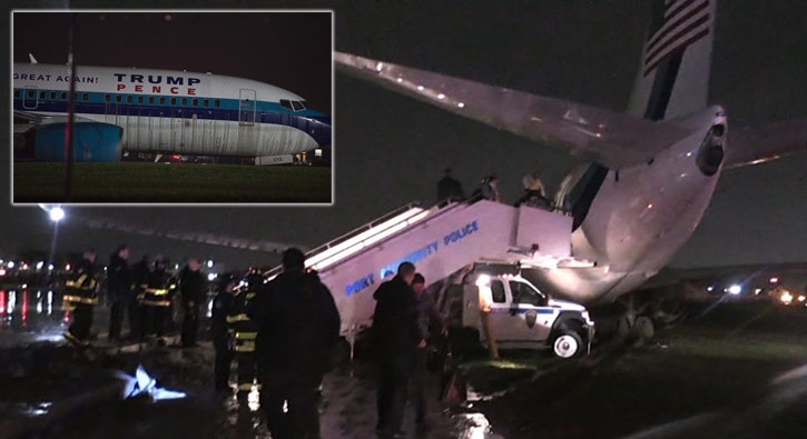 Donald Trump'ın uçağı pistten çıktı