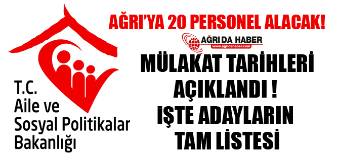 Ağrı Aile ve Sosyal Politikalar İl Müdürlüğü, ASDEP Mülakat Tarihleri Açıklandı