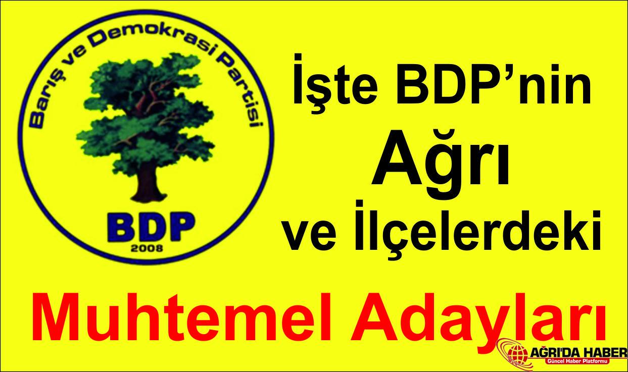 BDP'nin Ağrı ve İlçelerindeki Muhtemel Adayları