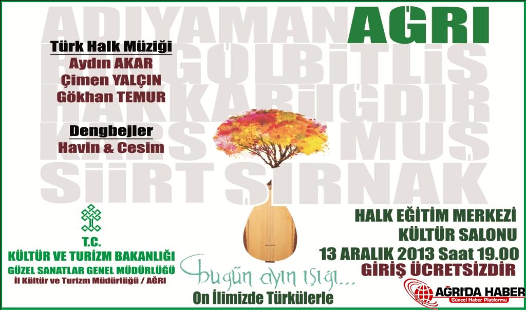 Ağrı'da Halk Müziği Konseri Düzenlenecek Ağrı'da Halk Müziği Konseri Düzenlenecek