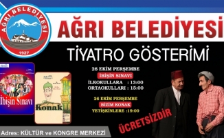 Ağrı Belediyesinden Ücretsiz Tiyatro Gösterimi