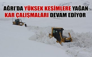 Ağrı'da Yüksek Kesimlerde Yağan Kar Çalışmaları Devam Ediyor