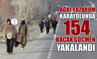 Ağrı-Erzurum Karayolunda 154 Kaçak Göçmen Yakalandı