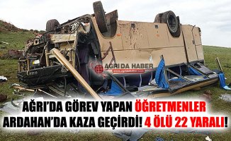 Ağrı'da Görev yapan öğretmen ve aileleri Ardahan'da Kaza Geçirdi! 4 Ölü 22 Yaralı!