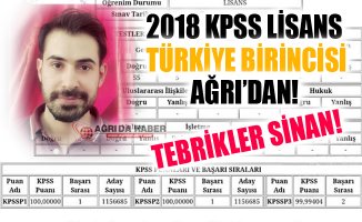 2018 KPSS Lisans Birincisi Ağrı'dan Sinan Yıldırım Oldu!