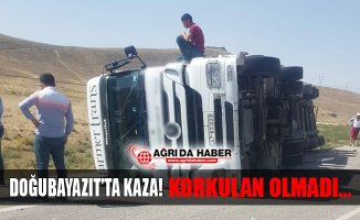 Doğubayazıt'ta İnşaat Malzemesi yüklü Tır Devrildi!