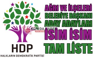 HDP Ağrı ve İlçeleri Belediye Başkan Aday Adayları Tam Liste 2019