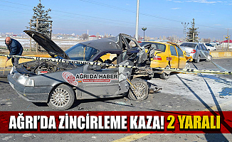 Ağrı'da Zincirleme Trafik Kazası 2 Yaralı