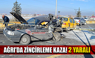 Ağrı'da Zincirleme Trafik Kazası 2 Yaralı