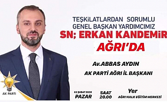 Erkan Kandemir Ağrı'ya Geliyor