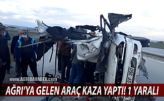 Ağrı'ya gelen araç Pasinler'de kaza yaptı: 1 yaralı