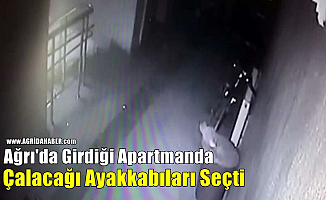 Ağrı'da Girdiği Apartmanda Çalacağı Ayakkabıları Seçti