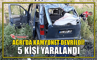 Ağrı’da Kamyonet Devrildi 5 Kişi Yaralandı
