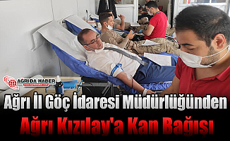 Ağrı İl Göç İdaresi Müdürlüğünden Kızılay'a kan bağışı