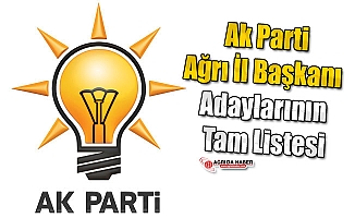 İşte Ak Parti Ağrı İl Başkanı Adaylarının Tam Listesi