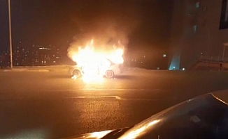 Zonguldak'da Seyir Halinde Araç Alev Aldı