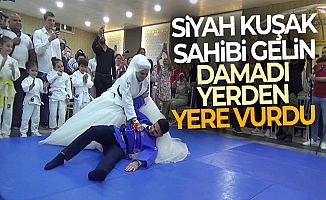 Siyah kuşaklı gelin damadı yerden yere vurdu