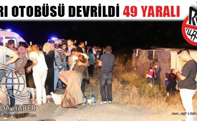 Ağrı Yolcu Otobüsü Şarampole Devrildi: 49 Yaralı